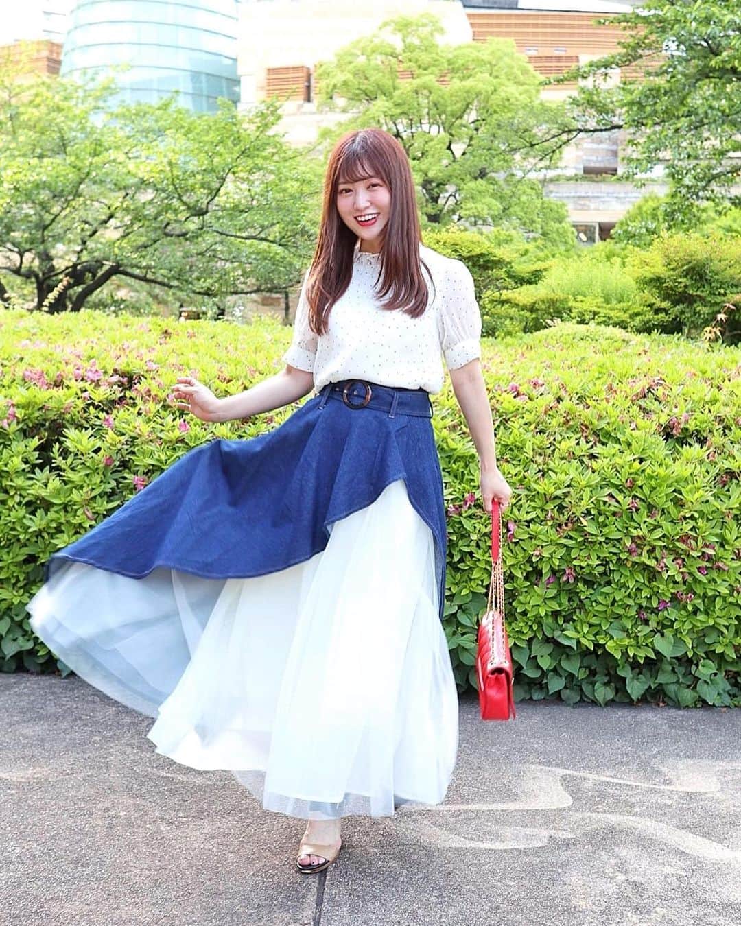 のインスタグラム：「新宿ルミネエストの【RESEXXY @resexxy_official 】で見つけた チュールドッキングボリュームスカート💙  可愛すぎてインディゴとアイボリー2色買いでした🥰❣️  #mai153 #153cm #153cmコーデ  #Sサイズコーデ #Sサイズ #おちび #おちびコーデ　　 #ootd #fashion #coordinate  #fashionblogger #コーディネート #小柄コーデ #ファッション」