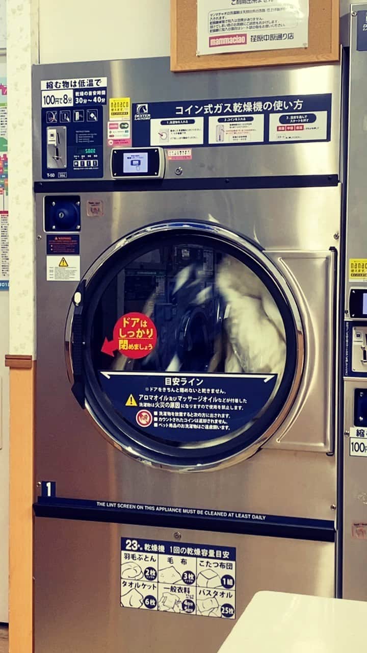 326のインスタグラム：「真夜中のコインランドリーで洗濯を待ちながら お仕事しとる  シュール」