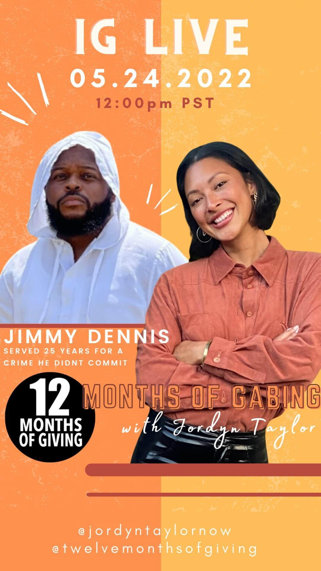 のインスタグラム：「Jimmy Dennis was a 21 year old singer-songwriter in Philadelphia when he was arrested for murder. He spent 25.5 years on death row for this crime he DID NOT COMMIT.   It was such a pleasure to catch back up with Jimmy. He has already had so much stolen from his life and somehow the nightmare hasn’t ended.   Please consider helping us to put some pressure on @phillymayor to step up to the plate and do the right thing here!!   The @twelvemonthsofgiving team has put together a package for anyone who would like to help us in making our voices heard in support of Jimmy and his family. Please slide in those DMs and we will get that to you.   Please also consider adding a little something into Jimmy’s GoFundMe in celebration of 5 years free!!!   Love you Jimmy!!!」
