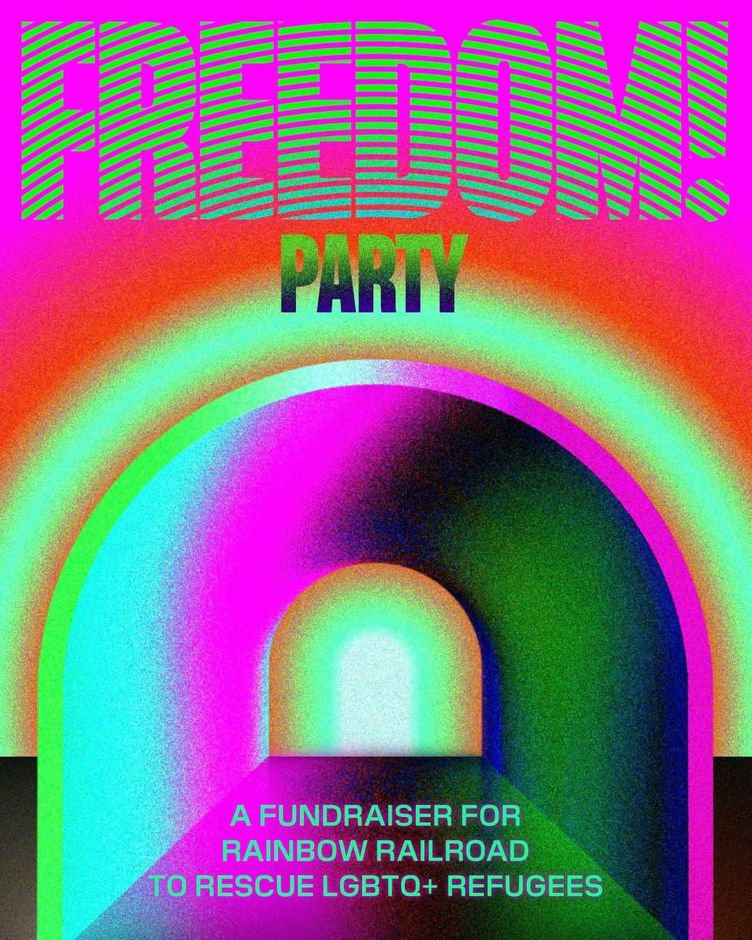 ジュリアン・モリスのインスタグラム：「@rainbowrailroad rescues LGBT+ people around the world who are facing persecution, violence and death. The work they do is vital and life-saving.  I’d be super grateful if you could help me raise money for them. Please donate what you can. 💖  Donate to win a ticket to a party @landonross and me are hosting for them in London presented by @fabriclondonofficial ⚡️⚡️」