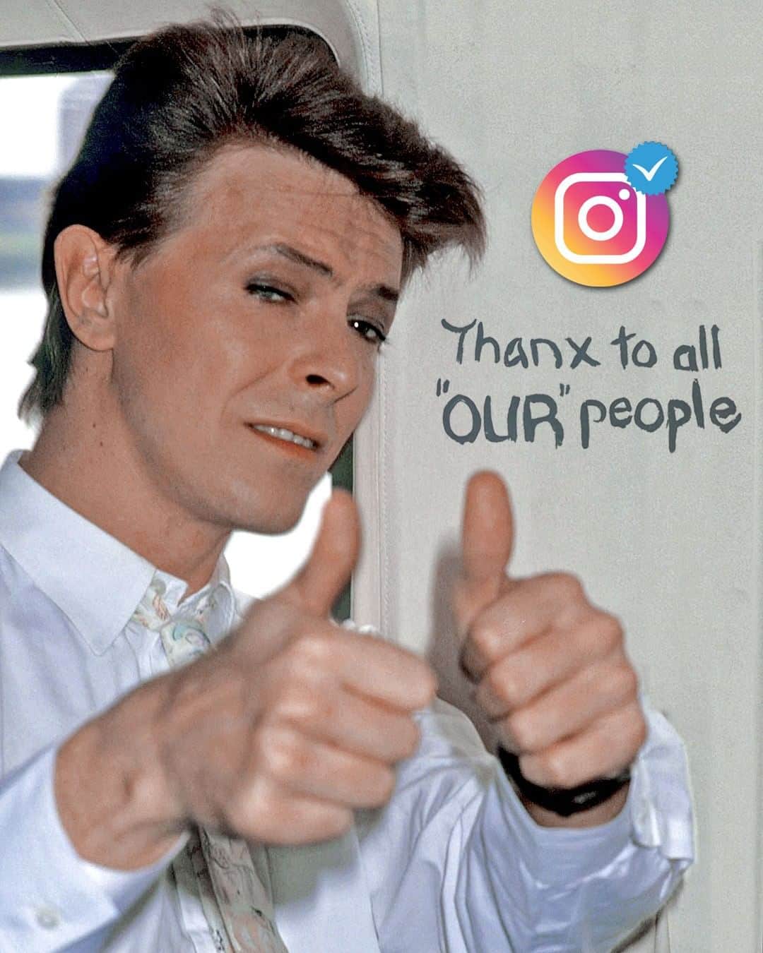 デヴィッド・ボウイさんのインスタグラム写真 - (デヴィッド・ボウイInstagram)「BOWIE INSTAGRAM REACHES 2 MILLION FOLLOWERS  “I never thought I’d need so many people...”  Since we launched the only official David Bowie Instagram page (always look for the blue tick of verification) back in June 2015, the number of followers has steadily grown and has now hit the 2 million mark*...that’s a million per thumb!  Many thanks to each and every one of you for making this page such a success, your support is more appreciated than you know.  You may recognise Bowie’s ‘Thanx’ message from an advert that was published fifty years ago next month. More about that, then.  *make that 2,003,430 and counting, now.  #BowieOfficialInstagram #Bowie2MillionDreams」5月24日 22時40分 - davidbowie