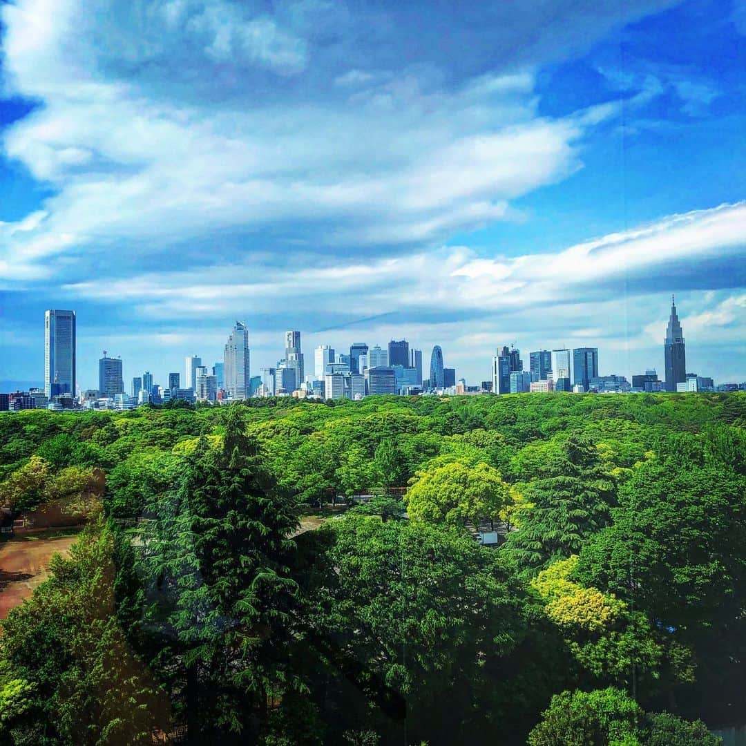 尾崎将也のインスタグラム：「NHKから見る代々木公園と新宿副都心。」