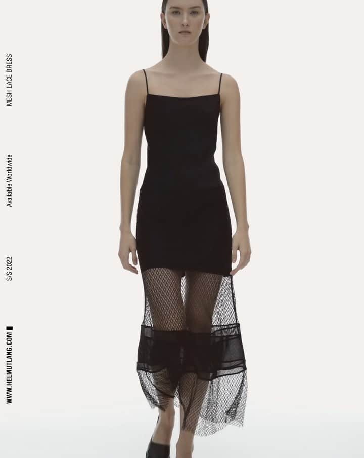 ヘルムート ラングのインスタグラム：「The Mesh Lace Dress Available now at WWW.HELMUTLANG.COM」