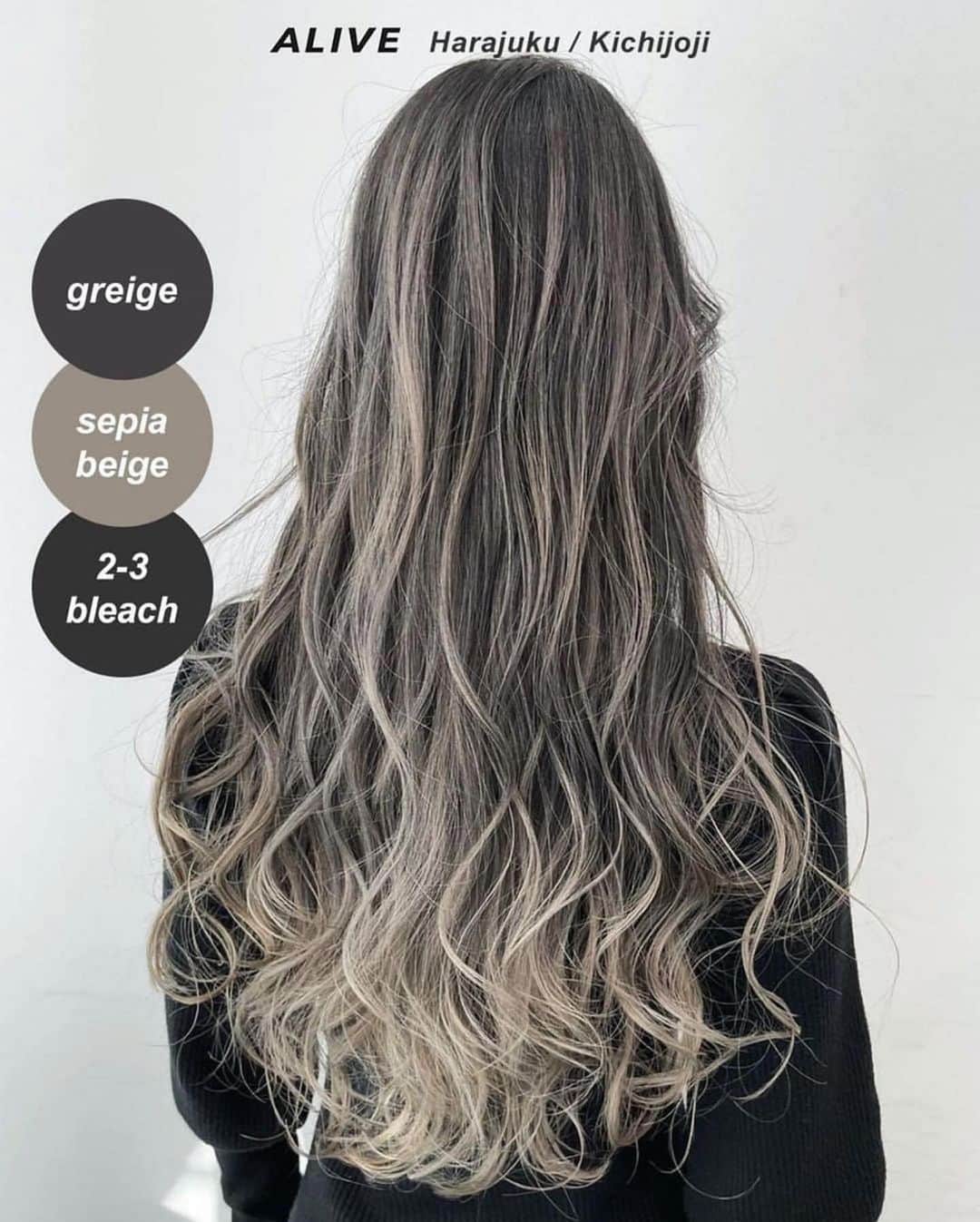 のインスタグラム：「【保存するだけで使える！ #バレイヤージュ ヘアカタログ】  保存しておくだけで使える、 ALIVEオリジナルのヘアカタログです💡 同系色のヘアカタログまとめになるので、 微妙なニュアンスの差も比較してみてくださいね🙆🏻‍♀️  今回のまとめは #バレイヤージュ です✨ ぜひ参考にしてみてくださいね！  ================================= @alivehair では、ヘアカタログや流行の ヘアカラー・ヘアスタイルに関する 情報を毎日更新中です💫 あなたの取り上げてほしいテーマを コメントすると記事になるかも？ ぜひフォローしてチェックしてください💡 =================================  ================================= ✂︎PRICE（店舗により金額が異なります。 クーポンもありますのでぜひご活用ください💁🏻‍♀️） ・グラデーションカラー：¥11,000〜 ・バレイヤージュカラー：¥22,000〜 ・ハイライト：¥15,400〜 =================================  #美容院 #美容室 #原宿美容室 #吉祥寺美容室 #ブリーチあり #ブリーチ #バレイヤージュ #バレイヤージュカラー #バレイヤージュヘアー #バレイヤージュグラデーション #エアタッチ #外国人風 #外国人風カラー #外国人風ヘアー #ラベンダーカラー #ラベンダーグレージュ #ラベージュ #セピアベージュ #ベージュカラー #セピアカラー」