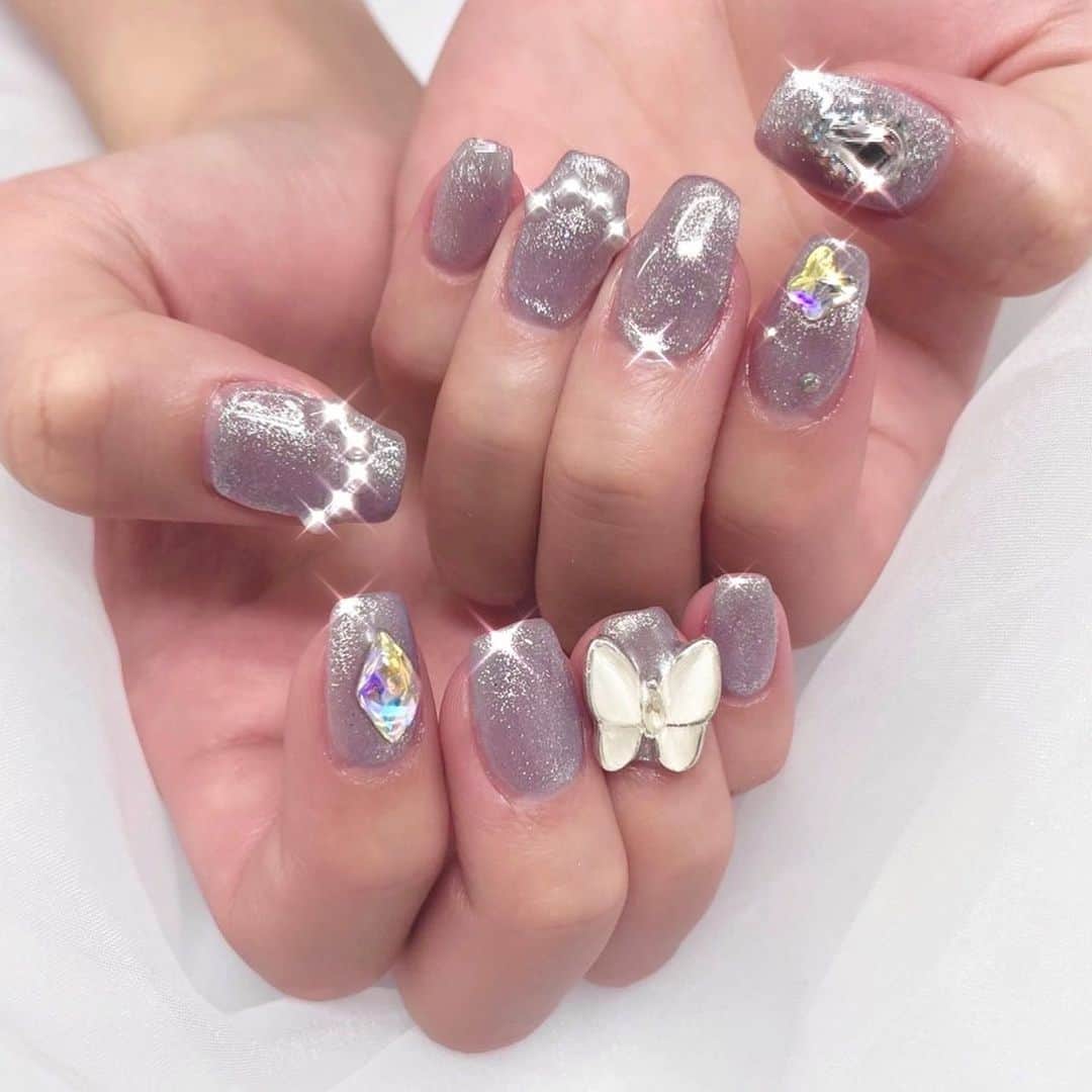 夏焼雅のインスタグラム：「nail🦋ꕀ❤︎  @mooipark.shibuya  @honda_mooipark  thx🫧」