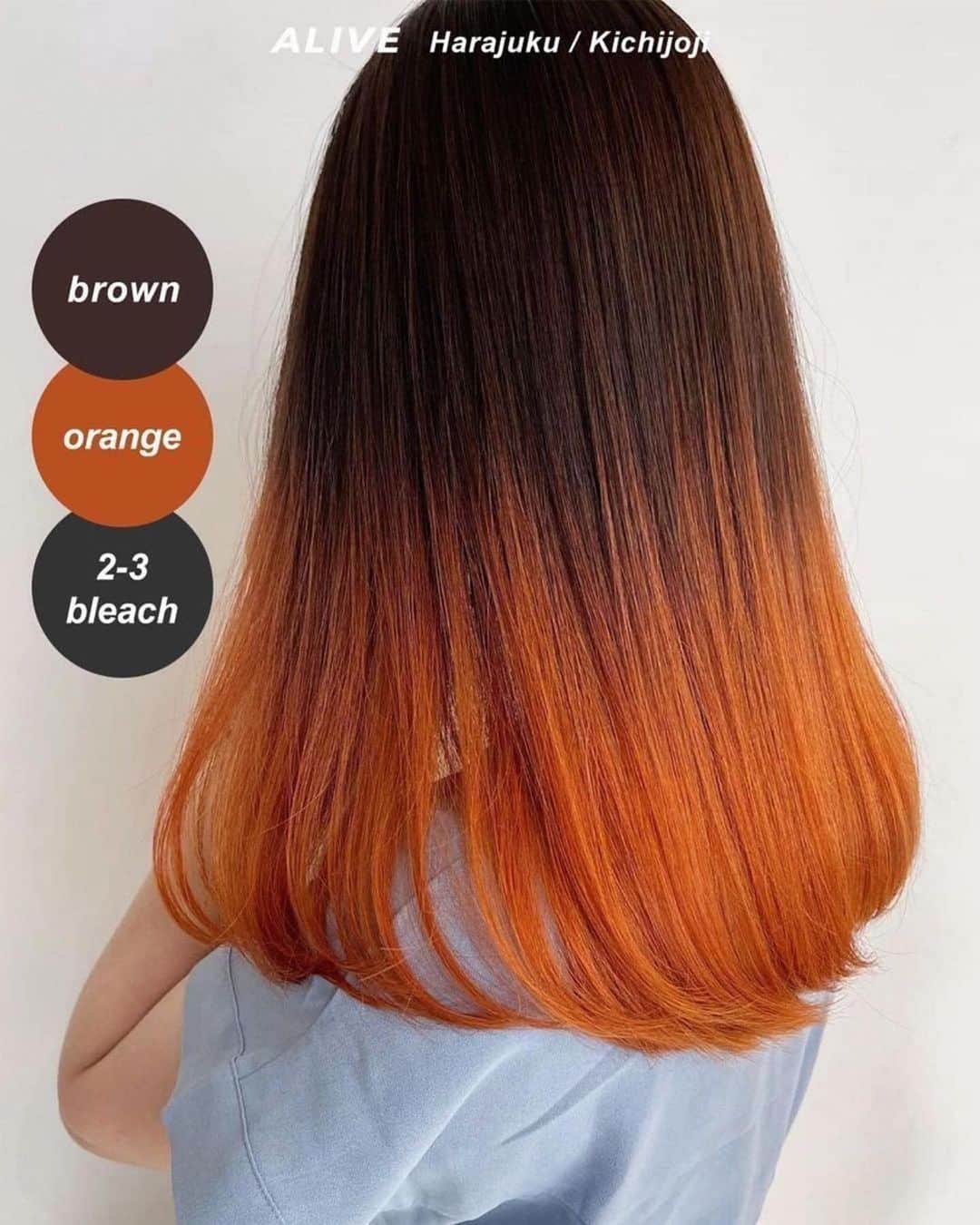 のインスタグラム：「【保存するだけで使える！ #グラデーション × #オレンジカラー ヘアカタログ】  保存しておくだけで使える、 ALIVEオリジナルのヘアカタログです💡 同系色のヘアカタログまとめになるので、 微妙なニュアンスの差も比較してみてくださいね🙆🏻‍♀️  今回のまとめは #グラデーション × #オレンジカラー です✨ ぜひ参考にしてみてくださいね！  ================================= @alivehair では、ヘアカタログや流行の ヘアカラー・ヘアスタイルに関する 情報を毎日更新中です💫 あなたの取り上げてほしいテーマを コメントすると記事になるかも？ ぜひフォローしてチェックしてください💡 =================================  ================================= ✂︎PRICE（店舗により金額が異なります。 クーポンもありますのでぜひご活用ください💁🏻‍♀️） ・グラデーションカラー：¥11,000〜 ・バレイヤージュカラー：¥22,000〜 ・ハイライト：¥15,400〜 =================================  #美容院 #美容室 #原宿美容室 #吉祥寺美容室 #ブリーチあり #ブリーチ #グラデーション #グラデーションヘアー #グラデーションカラー #グラデーションボブ #暖色カラー #韓国カラー #オレンジカラー #オレンジブラウン #ブラッドオレンジ #くすみオレンジ #イエベ秋 #ヘアカタログ #派手カラー #ビビットオレンジ」