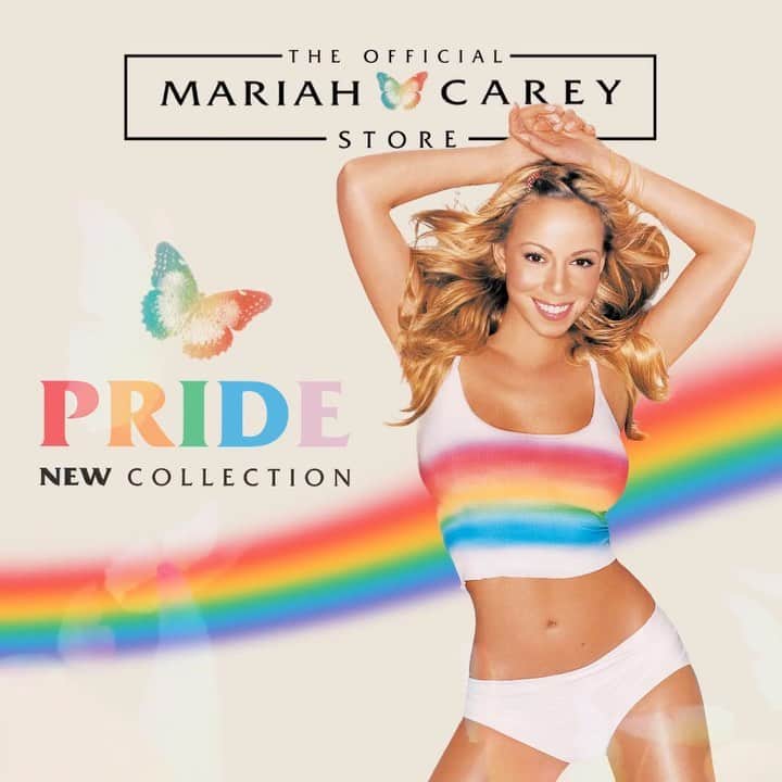 マライア・キャリーのインスタグラム：「2022 Pride merch is here!!! 🌈🦋 mariahcareyshop.com 🦋🌈」