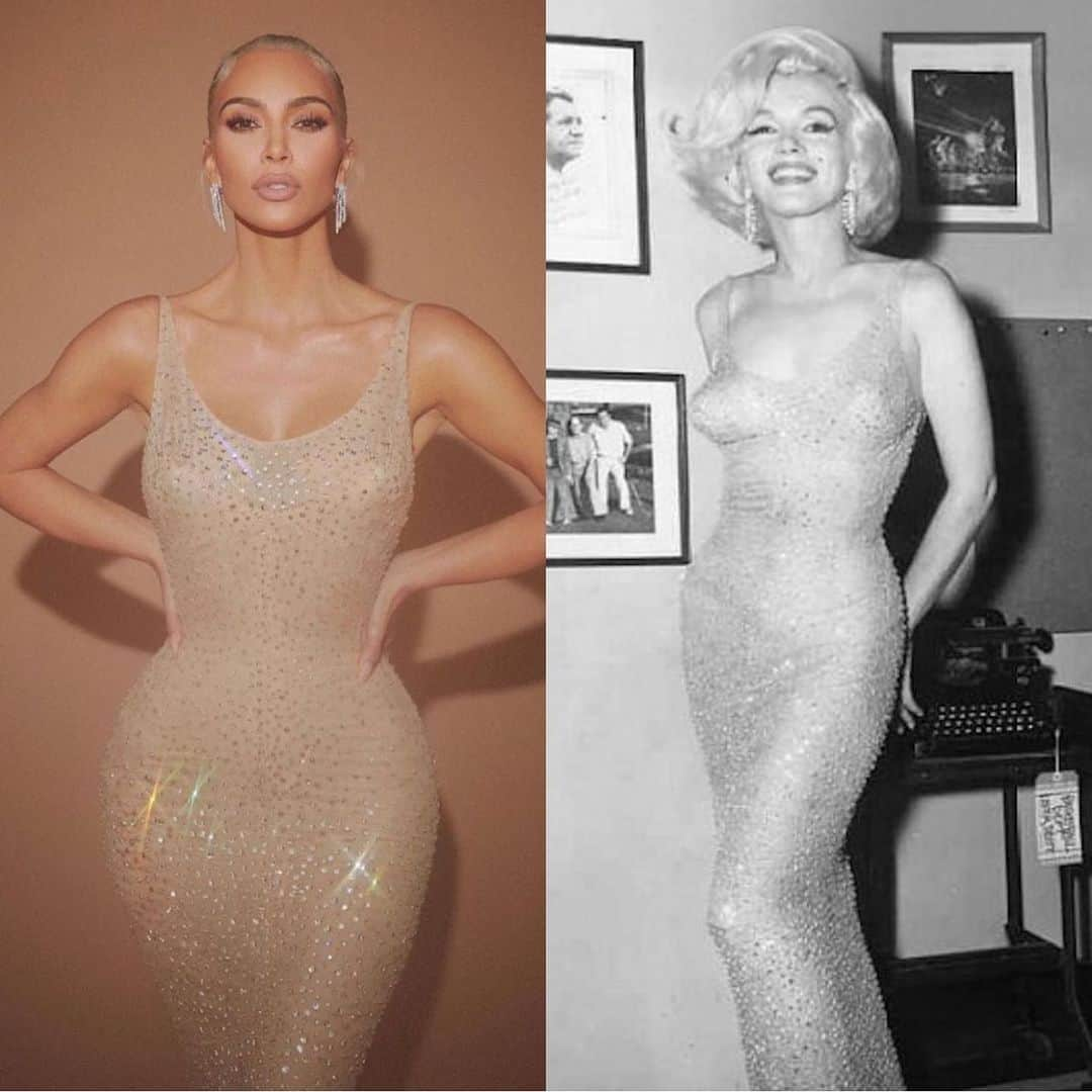 マリリン・モンローさんのインスタグラム写真 - (マリリン・モンローInstagram)「I’m sure many of you saw that Kim Kardashian wore the dress that was made for Marilyn in 1962 when she sang “Happy birthday” to President John F Kennedy. The dress had never been reworn by anyone ever since (for 60 years.) Kim apparently lost 16 pounds to fit into the dress. What are your thoughts? I believe the dress should’ve been left alone. Many thought it was a replica but it has been confirmed it was the exact same dress Marilyn wore.」5月5日 6時24分 - welovemarilyn