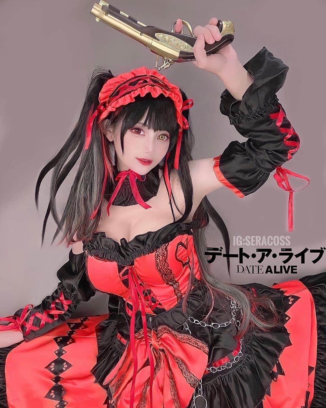 のインスタグラム：「my cosplay #kurumitokisaki  @seracoss @seradaily_  昨日Netflixで見ました☺️🌸 作画ほんと良かったです😍 新しい構図で撮ってみました🌸 . . . . . . . . . . . . . . . . ⚠️ Please stop using my photos for tiktok, facebook, YouTube, etc.🙏🏻 . . . . . . . . . . . . 実はこの銃、 パイレーツオブカリビアンのやつ() #kurumicosplay #kurumitokisakicosplay #datealive #datealivekurumi #datealivecosplay #datealive4 #animecosplay #animegirl #anime2022 #springanime2022 #アニメ好き #araara #アニメコスプレ #アニメ #デートアライブ #時崎狂三 #狂三 #コスプレ #コスプレ女子 #コスプレ好き #コスプレモデル」