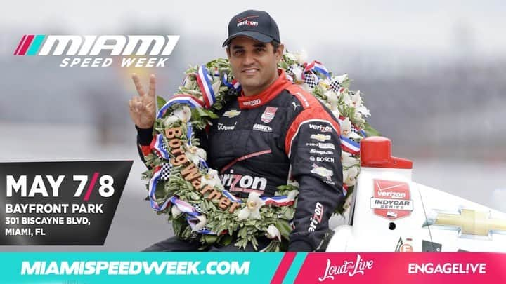 ファン・パブロ・モントーヤのインスタグラム：「See you guys this Saturday May 7th at Bayfront Park, we will have meet and greet, for sure we will have a lot of fun!!! See you there!! For more info www.miamispeedweek.com」