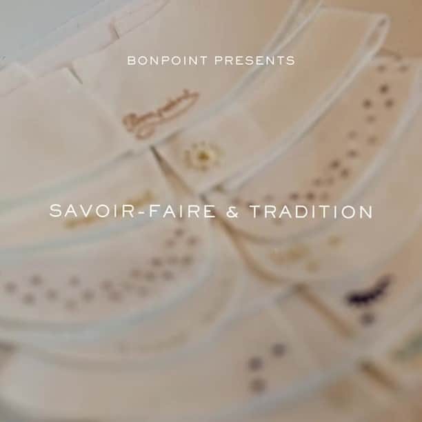 bonpointのインスタグラム：「#InsideBonpoint ​ We are pleased to reveal every step in the making of our iconic hand-embroidered collars in the heart of our Parisian Atelier.  This season, new playful designs will adorn the neck of your little ones. 🥐✨ 🎥 @jeanchristophemoine ​ .​ .​ .​ #Bonpoint #BonpointSS22 #Newborn #SavoirFaire #Atelier #Paris #EiffelTower」