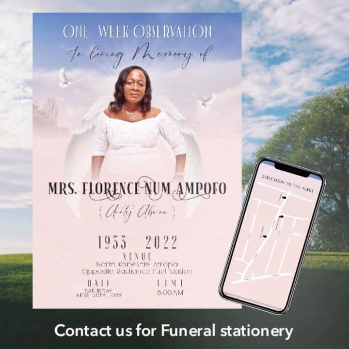Ŝ Ŋ Ą Ƥ☻Ƥ Ą Ŋ Ĕ Ĺ?Ğ Ƕ SMMのインスタグラム：「Honor the memory of your loved one with a beautiful personalize funeral stationery design. . .  Stationery 🖋 ---------------- One week observation Poster  Digital Invitation. . . Contact us  @snappanelgh   . .」