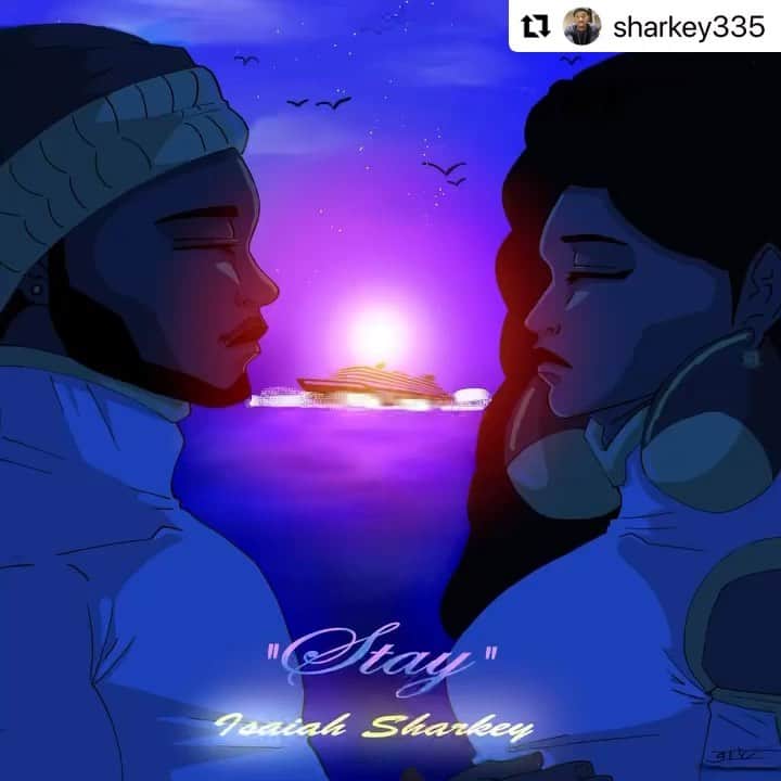 コモンのインスタグラム：「This is one of my favorite musicians, artists, and talents. And he’s from Chicago. His music and art just have that umph and that spirit. Congrats @sharkey335   ・・・  #Repost @sharkey335  My new single "STAY" is out now! Enjoy and spread the word! 🔗in bio  S/O to @theguyinthecornerart for the artwork」