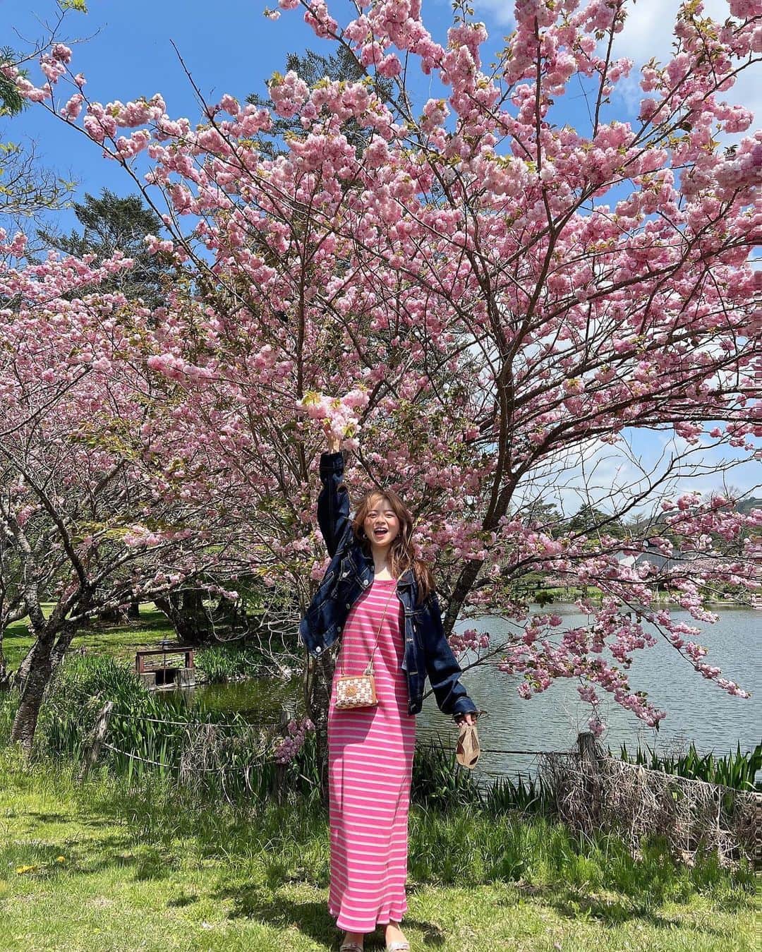 のインスタグラム：「ka・ru・i・za・wa🌱  はやっぱり涼しい。 むしろ寒い‼︎笑  ピンクばっかりでごめんなさい🐶 このワンピ可愛いいいいい💕」