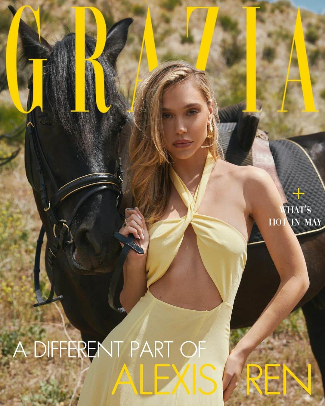 アレクシス・レンのインスタグラム：「This was an absolute dream. Thank you @grazia_magazine_bg and the best team ❤️  Photographer: @Janaschuessler  Styling: @jordanshilee Makeup: @Novakaplan Hair: @jennlagron Equestrian Production:  @fourlegsonset Producers: @Nataliesteger @greatsocialclub Photo Assistant: @luisasillmann Makeup Assistant @karlabonillamua Styling Assistants: Abbey Hyland and Perri Kessler」