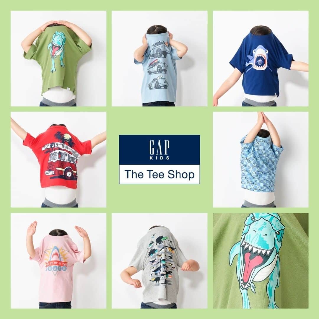 GapKids_jpのインスタグラム：「デザインのバリエーションが嬉しいグラフィックTシャツ。お気に入りの1着がきっと見つかる♪  アイテムはストーリーズハイライトからチェック✔  #TheTeeShop #グラフィックTシャツ #Tシャツ #GapT #キッズTシャツ」