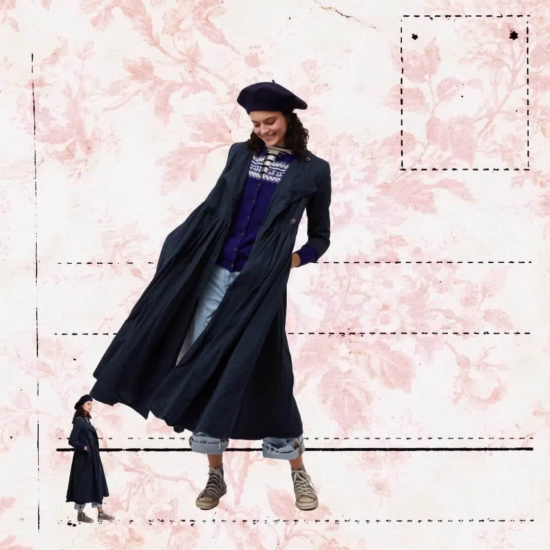 キャベジズ&ローゼズのインスタグラム：「Parisian Style  #cabbagesandroses  #outerwear  #madeinengland  #handmade Animation by @katerinakoymak」