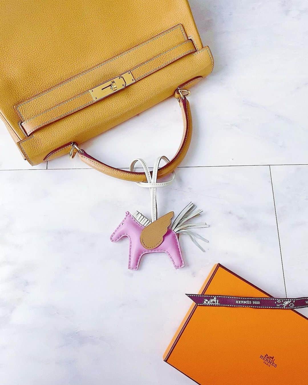 山下莉果のインスタグラム：「hermes🍊  わたしのもとに舞い降りてきてくれてありがとう定形分です🐴💕✨  可愛い可愛い🥹💕💕💕 #hermes #ケリー #ペガサス#🍊」