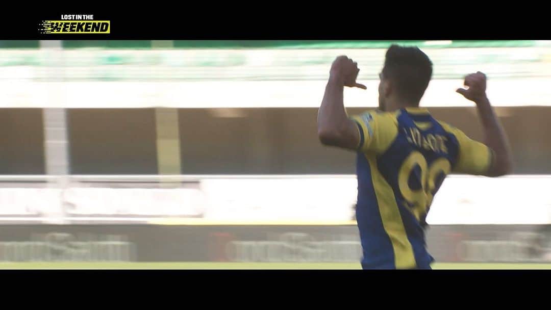 エラス・ヴェローナFCのインスタグラム：「#LostInTheWeekend: Giovanni #Simeone 🔥 Da ora su @dazn_it 💛💙」