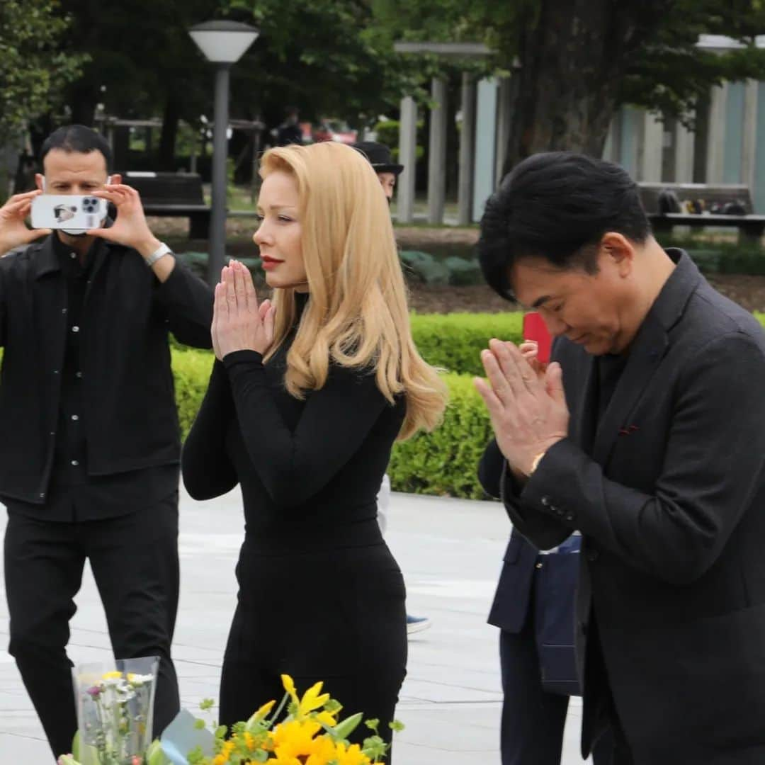 三木谷浩史のインスタグラム：「Praying peace and no nuclear from all over the world in Hiroshima. Using nuclear even as a threat is not acceptable.」