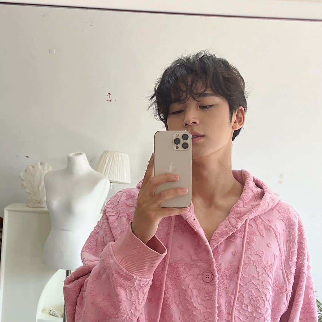 ミンギュのインスタグラム：「핑쿠야 널 가지고싶다☺️」