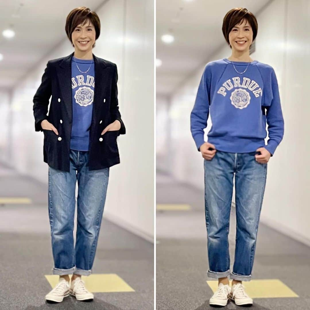 今村涼子さんのインスタグラム写真 - (今村涼子Instagram)「#古着コーデ#古着スウェット #vintagesweat#ランタグ #championrunningman  #vintagelevis#levis501xx  #vintage501#ビッグe#赤耳デニム #ビンテージリーバイス  #大人古着#古着大人女子」5月15日 13時57分 - ryoko.imamu