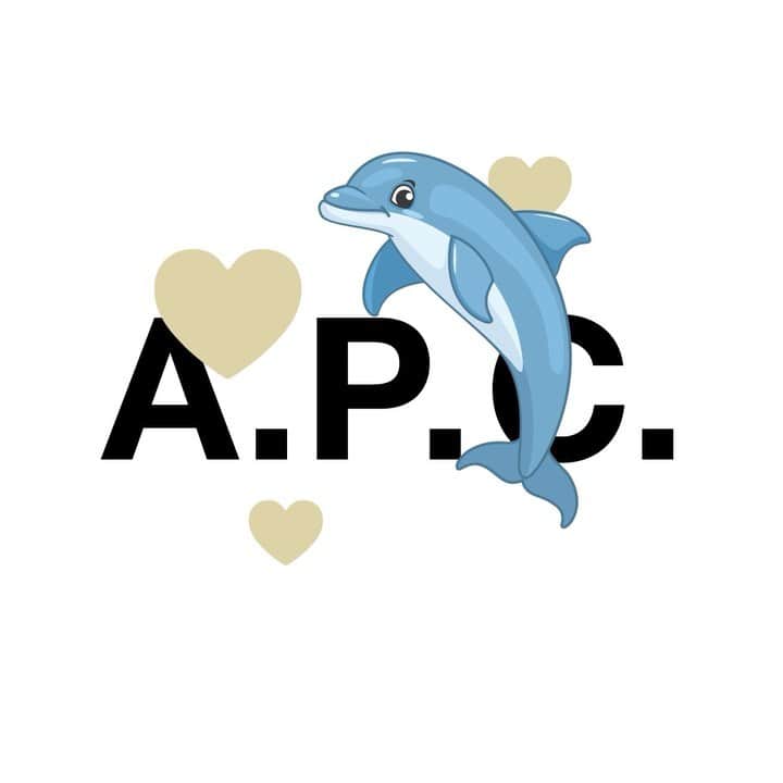 アーペーセーのインスタグラム：「A.P.C. SPRING/SUMMER 22 COLLECTION  The A.P.C. logo with hearts and dolphin print available on the Cloe T-shirt and the Simon T-shirt.  Available in stores and at apc.fr  #APC #APCdolphin #APClogo」