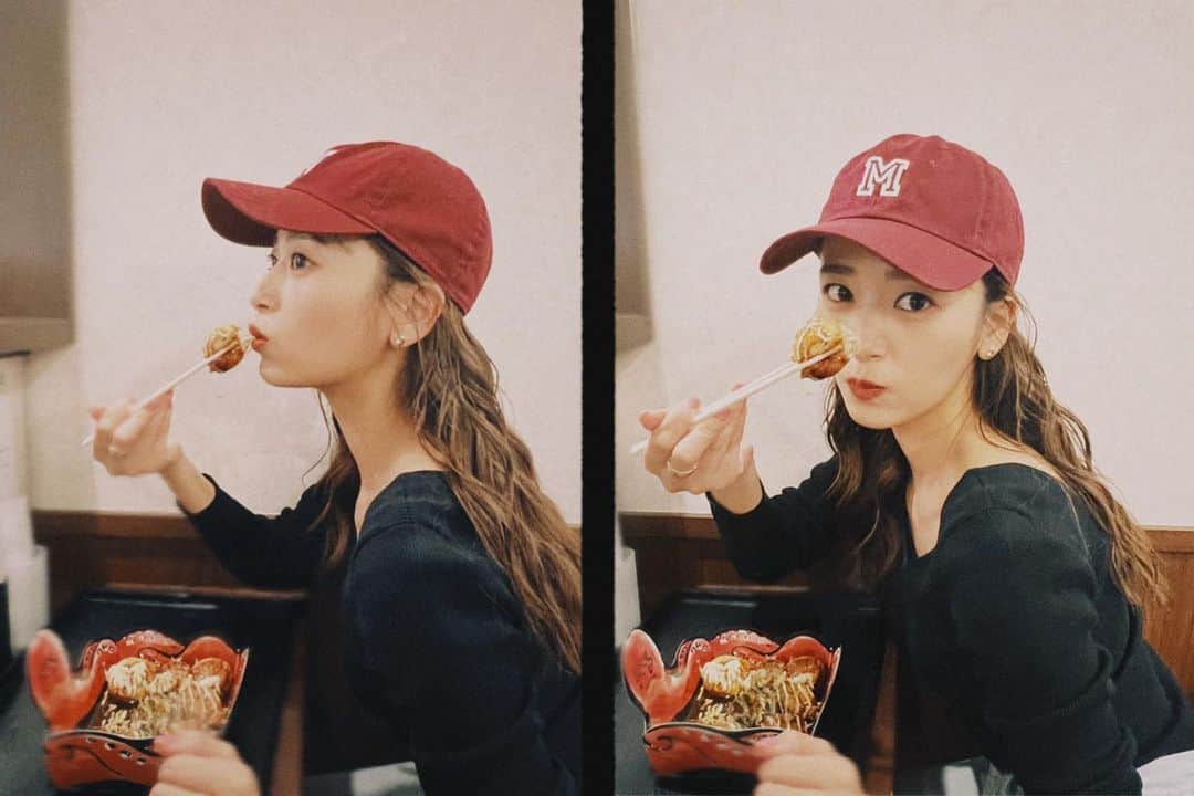 近藤千尋のインスタグラム：「だいだいだいだいだいすきな キメツケの収録で大阪でした📺 やすともさん、友近さん 本っ当に面白くて優しくて、、 いつも笑いが止まりません😂💕 ありがとうございました✨✨✨✨ 5分でたこ焼き食べて帰りました🐙笑  関西大好きやぁ〜🤍🤍🤍🤍  今日髪の毛長く見える☺️  たこ焼きのお裾分け🤍笑」