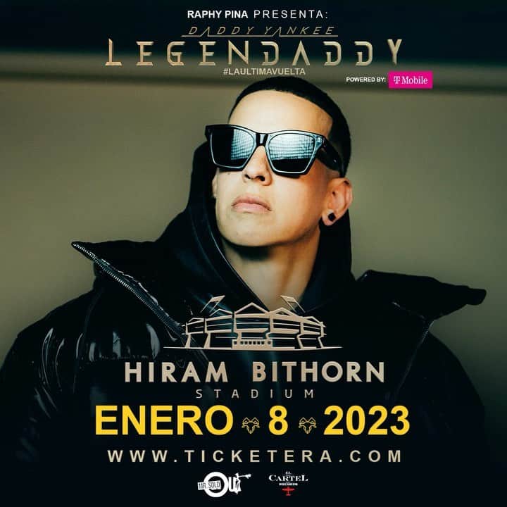 ダディー・ヤンキーのインスタグラム：「Mi último concierto en Puerto Rico. Gracias por ser la cuna del Reggaeton para el Mundo. Salimos este Viernes 10 am ticketera.com #legendaddy #daddyyankee 🏟🏟🏟🐐🇵🇷Viviré agradecido por 100 Pre 🙏🏻 D A D D Y Y A N K E E 🐐 Será ÚNICO ese fin de semana nos vemos en Enero 6-7-8 ❤️」