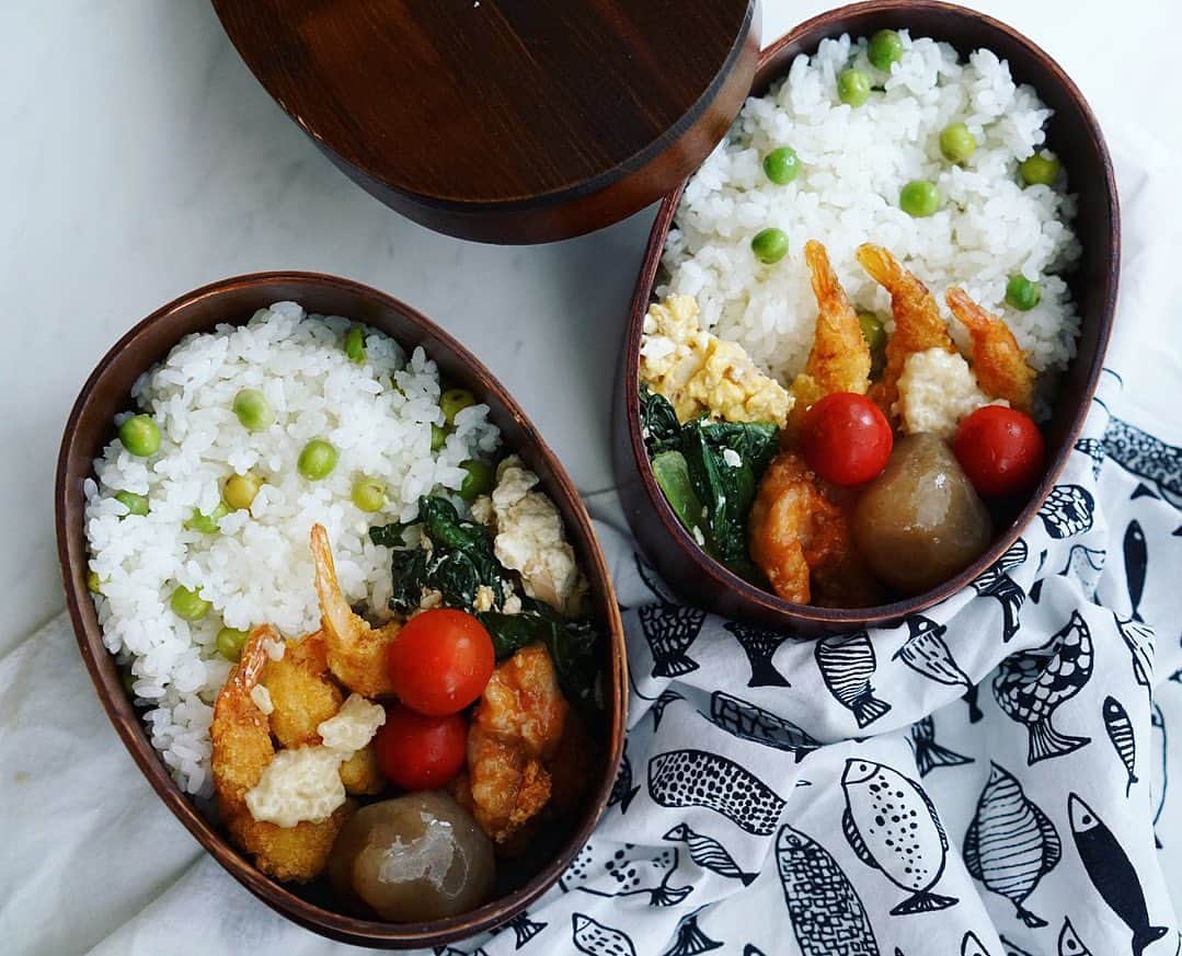 mikiのインスタグラム：「先日 TVで海老チリが出てきて ぼそりと言った 「海老食いたい」 という長男の言葉をうけて 今日のお弁当には 小さな海老フライを入れました🍤  でも 学校 休むらしい。  まあいいよ。 私がそうしたいと思って つくっただけだし。  何事も 思うようにはいかないものです🥲」