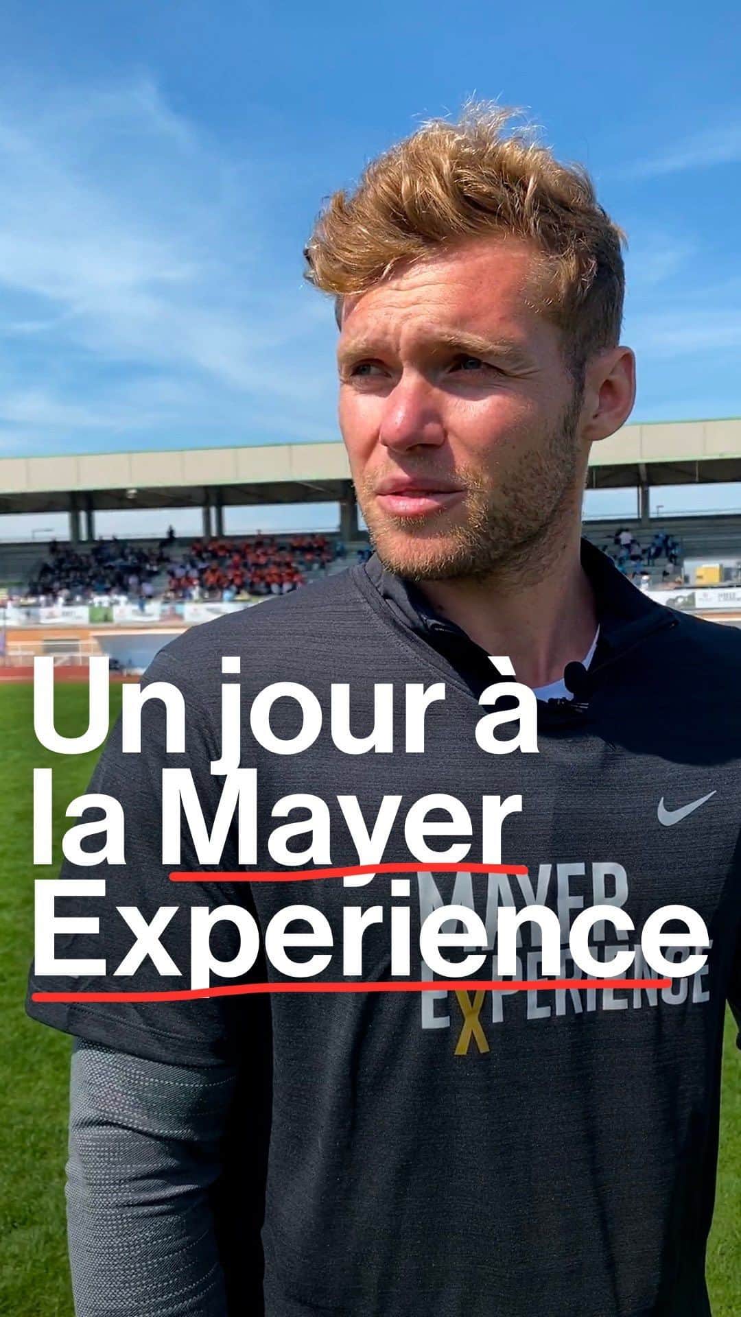 ケビン・マイヤーのインスタグラム：「Il voulait transmettre les valeurs de son sport aux enfants. Alors le détenteur du record du monde de décathlon @mayer.deca a fondé la Mayer Experience, soutenue par @play.international  et @nikeparis Brut l'a suivi à Bonneuil-sur-Marne.」