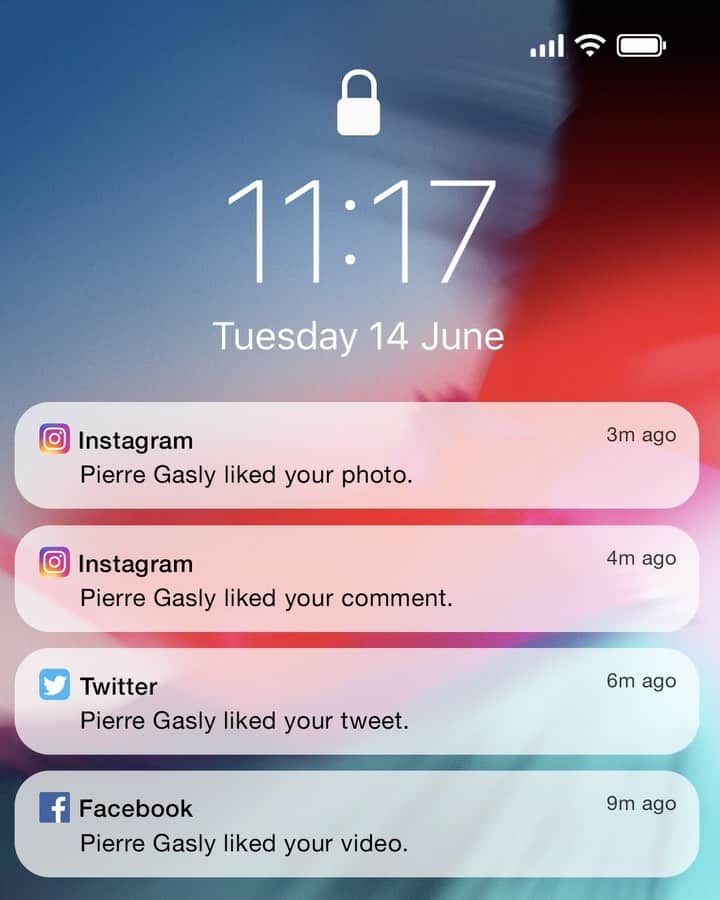 レッドブルのインスタグラム：「our phones be like…  liked by Pierre Gasly 👍  #redbull #givesyouwiiings #likedbypierregasly #pierregasly」