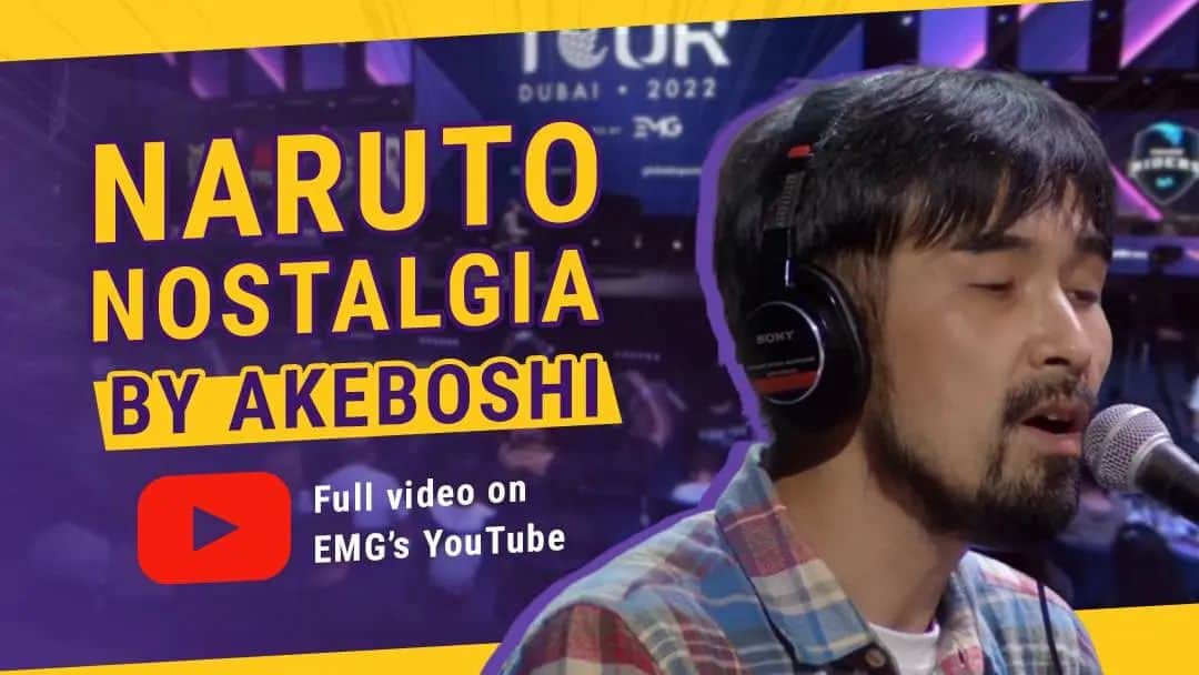 Akeboshiのインスタグラム：「Akeboshi's full performance video of Naruto Nostalgia is now available to watch on EMG's YouTube channel 😍. Link in bio: @EMGesports1  #Akeboshi #naruto #animemusic #narutowind #narutoyellowmoon #wind #yellowmoon #narutosong #narutosongs」