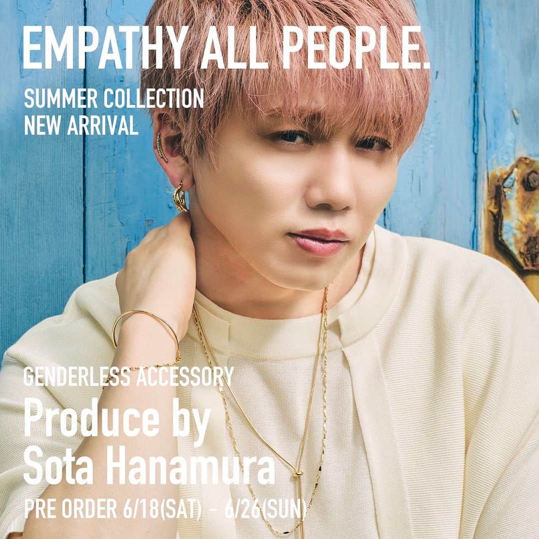 花村想太のインスタグラム：「前回ご好評いただいたのでEMPATHY ALL PEOPLE.から プロデュースアクセサリーの第二弾発売が決定しました！！  今日から先行受注開始です^ ^ 今回プロデュースしたアイテムはイヤークリップ！  先行受注は6月26日(日)までなのでチェックして下さい！！  #EAP #EMPATHYALLPEOPLE #花村想太 @eap.official」