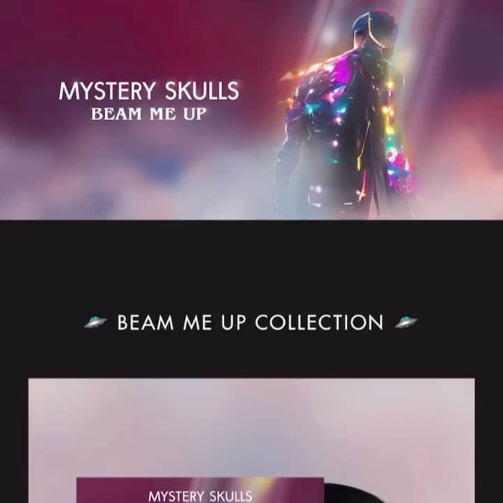 ミステリー・スカルズのインスタグラム：「Skulls Merch store is officially reopened! Beam Me Up vinyls, tour shirts, tour exclusives, skeleton hoodies + much more all available now only at MysterySkulls.com 🙌」