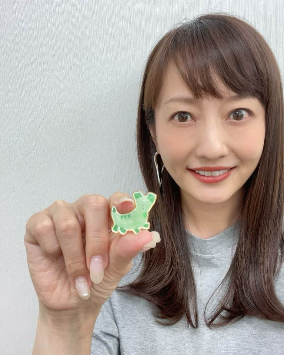 島本真衣さんのインスタグラム写真 - (島本真衣Instagram)「いつもと違ったのは 『なさいくんバッジ』でした🍀 先程の投稿にコメントしてくださった皆さん、ありがとうございました。 正解の方も沢山いらっしゃいましたね💚 このバッジ、すごく可愛いです♪  #ピンポンパンポンプー #絵本 #30日 #発売 #主役  #中居正広 さん考案 #なさいくん #中居正広のキャスターな会 で #バッジ #付けました #番組 を見てくださった皆さん #ありがとうございました #島本真衣」6月18日 16時48分 - mai_shimamoto_ex