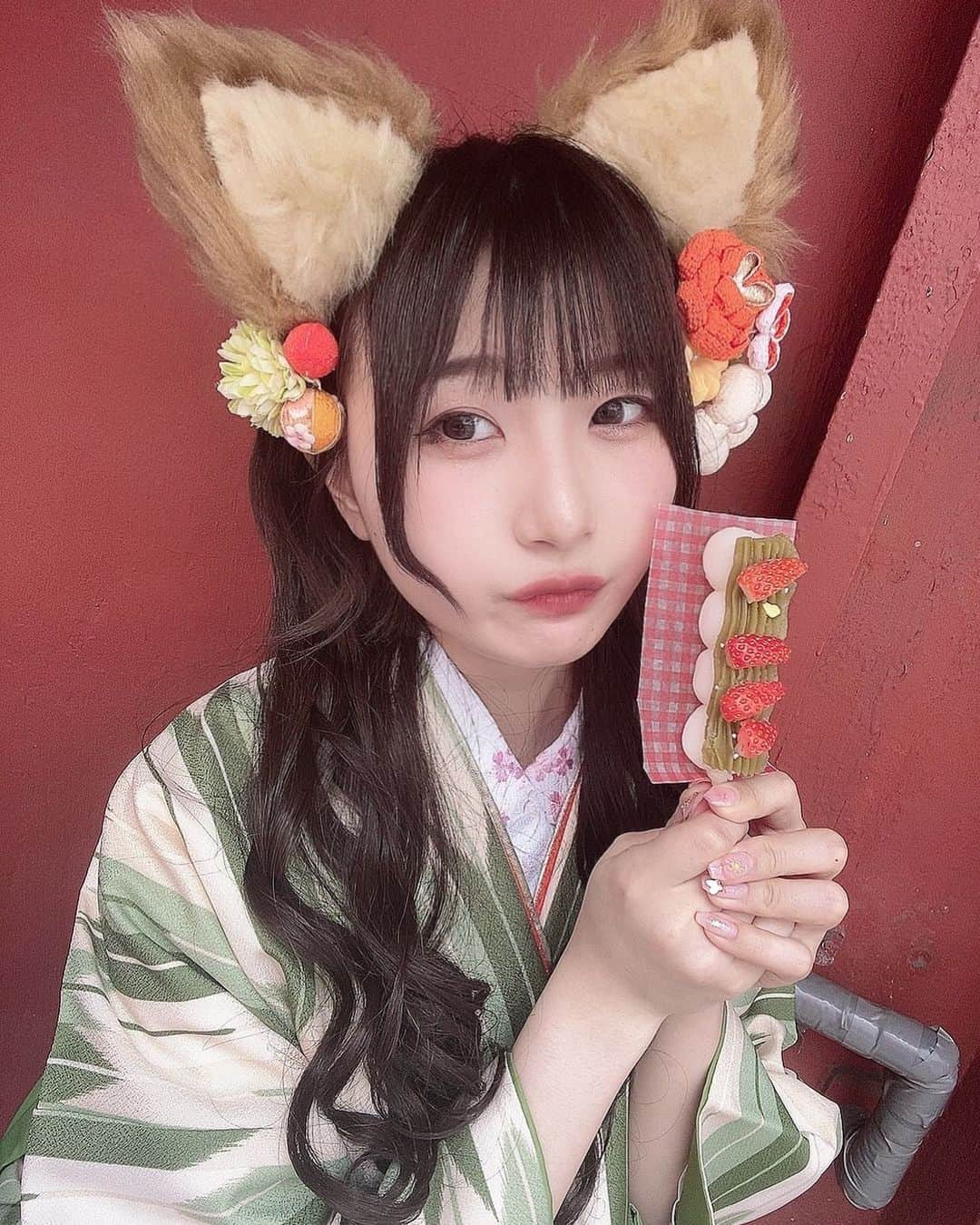 ふたばのインスタグラム：「美味しくいただきました🦊  #さわだや #浅草グルメ #浅草着物レンタル #袴レンタル #バーレスク東京」