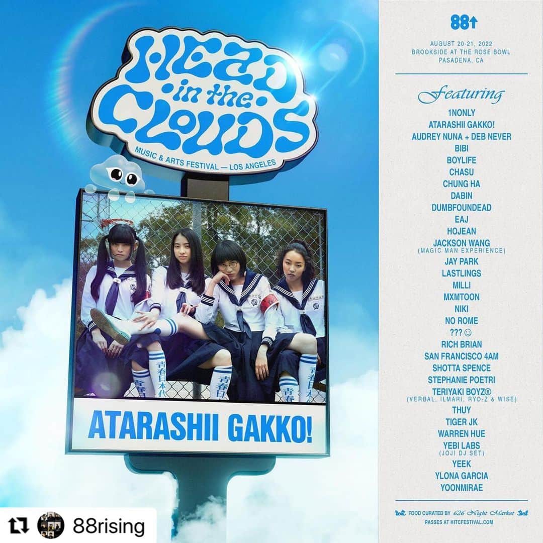 SUZUKAさんのインスタグラム写真 - (SUZUKAInstagram)「ATARASHII GAKKO!☁️🌈🌪 #Repost @88rising with @make_repost ・・・ READY TO ROCK!   Last chance to register to get your code for tomorrows special HITC presale starting at noon, register here now https://la.hitcfestival.com/  See you soon!? Ps, who are you most excited to see?」5月26日 15時44分 - suzuka_leaders