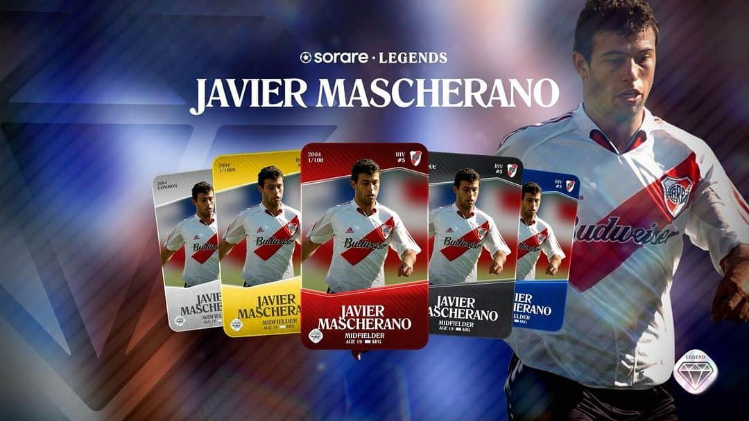 ハビエル・マスチェラーノのインスタグラム：「The beginning of an illustrious career. 🏆  Javier Mascherano becomes our latest Sorare Legend with his 2004 @riverplate cards. ⚪️🔴⚪️   #VamosRiver #OwnYourGame」