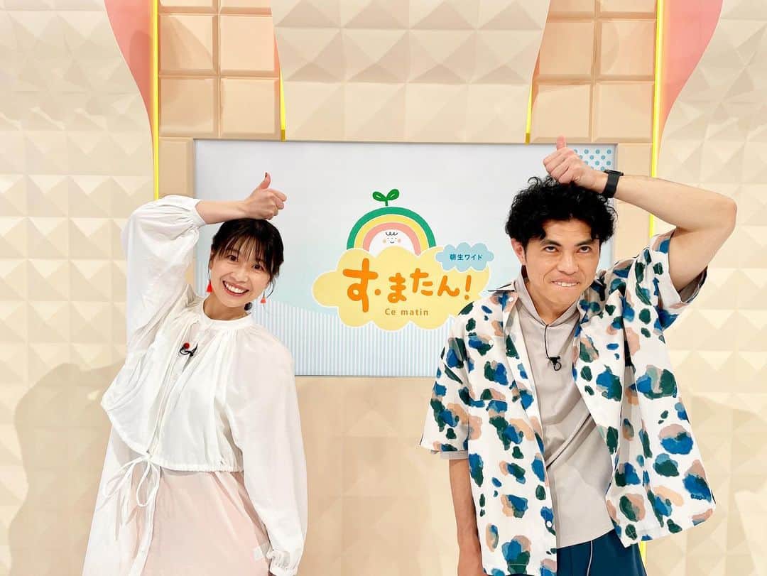 虎谷温子のインスタグラム：「今日はなんとスタジオに#小島よしお　さんが！#橋下徹　さんにもお越しいただき、盛りだくさんの一日でした。 小島よしおさん、めちゃくちゃたくさんの【映えポーズ】をお持ちで…！楽しく撮影できました😆 #すまたん」