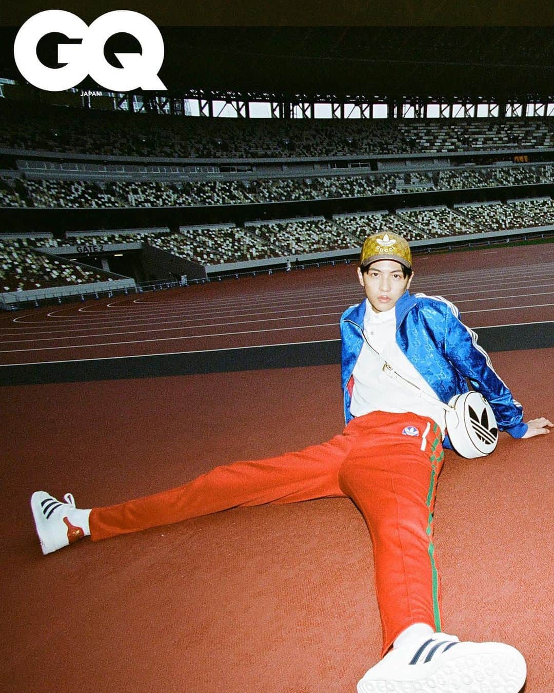 志尊淳のインスタグラム：「新国立競技場shooting  @gucci @gqjapan  #adidasxGucci」