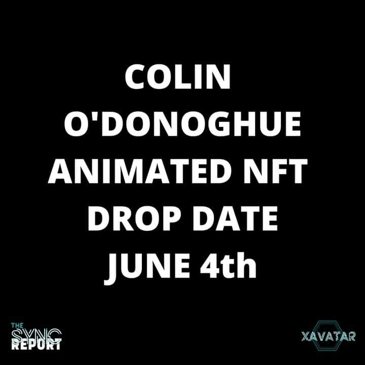 コリン・オドナヒューのインスタグラム：「So are you excited about my animated NFTs? They’re pretty cool right?  They’re dropping on June 4th and there will be an exclusive early birds sale of the Tier 2 NFTs for one hour only during A Block of Crypto's NFT Minting Party, for The Sync Report & my NFT, at Blockchain Ireland in Dublin. For anyone who cannot attend in person, my NFT will be available online through Opensea and launches this Saturday at 6pm Irish time.」