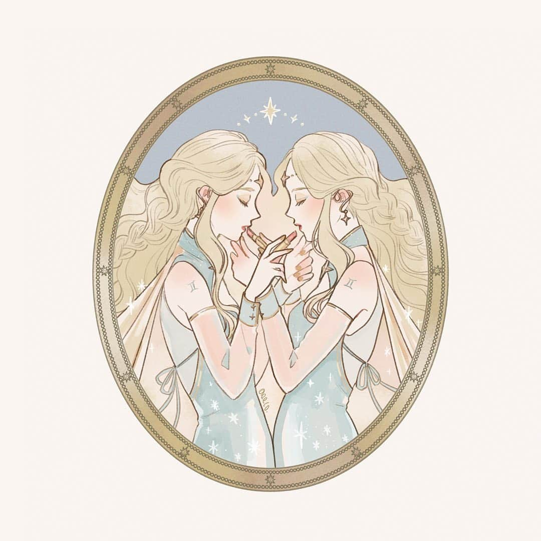 みーこさんのインスタグラム写真 - (みーこInstagram)「『ふたご座×リップ』  6月カレンダー&壁紙用のイラストです👭✨  ストーリーズにカレンダーと壁紙をアップいたしますので、お使いいただけたら嬉しいです🥰 縦長サイズはTwitterに掲載いたします。  ※個人利用、非商用利用のみOKです。  #イラスト #イラストレーター #イラストグラム #カレンダー #壁紙 #ふたご座 #双子座 #星占い #12星座 #gemini #illustration」5月31日 12時05分 - meecosme