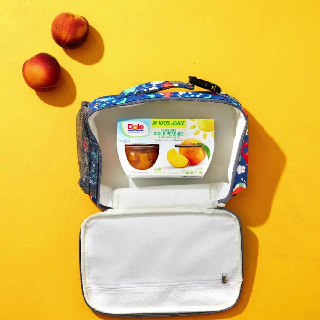Dole Packaged Foods（ドール）のインスタグラム：「What do you call a lunchbox that magically turns real, ripe peaches into a Fruit Bowl? A dinosorcerer.」