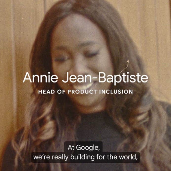 Googleのインスタグラム：「Our Head of Product Inclusion & Equity, Annie Jean-Baptiste, is helping people feel seen in the tools they use. Learn more about our efforts to build a world where everyone belongs at the link in bio.」