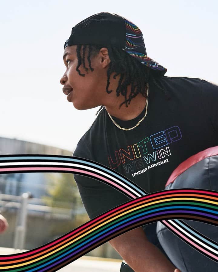 Under Armourのインスタグラム：「Designed by the community, for the community. This year’s UA Pride collection is about supporting access to sport for LGBTQ+ athletes everywhere. Shop the UA Pride collection, available now at the link in bio.」