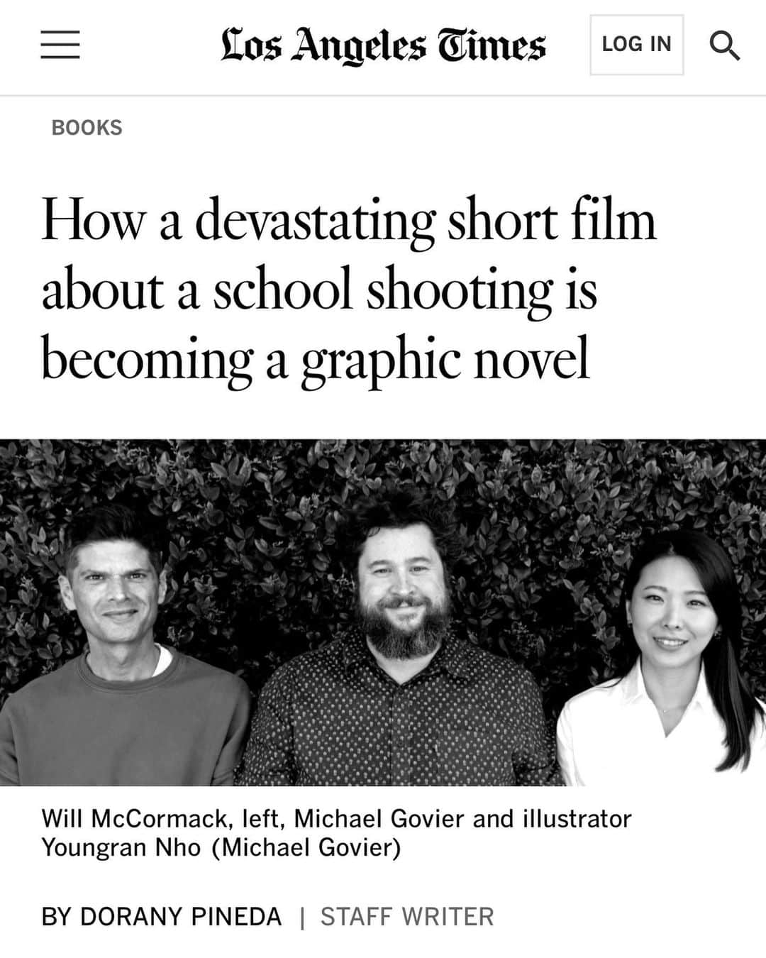 ウィル・マコーマックのインスタグラム：「‘If anything happens I love you’ graphic novel coming  in September. @latimes 🙏🏻 Thank you to @simonandschuster for believing in the book. @everytown」