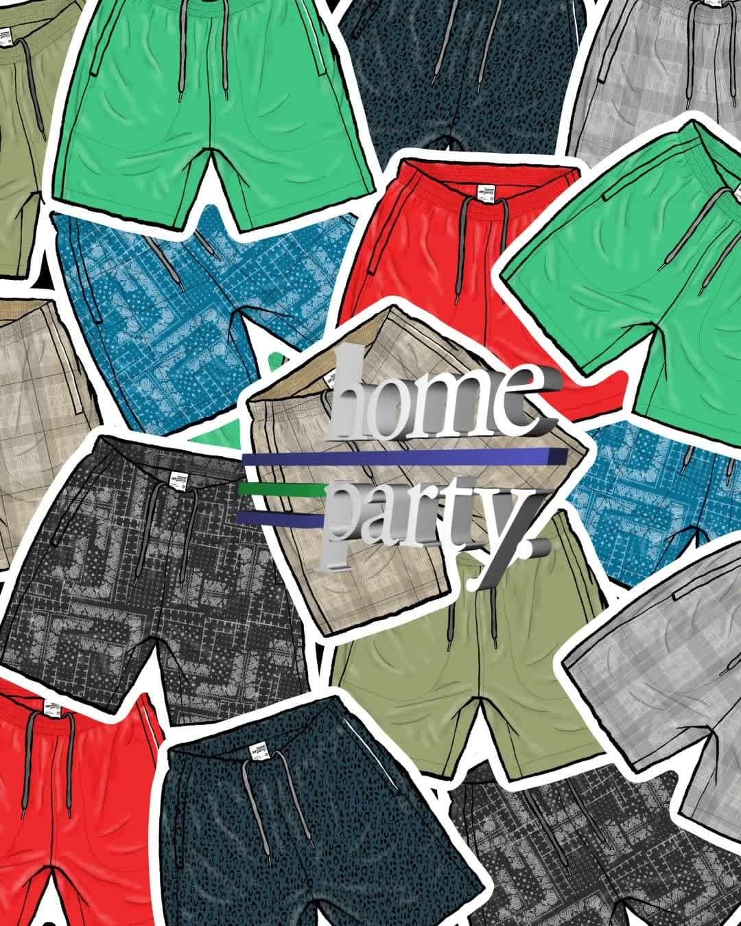 ガーブストアのインスタグラム：「Specialising in all things below the waist and above the ankles, Home Party – one of Garbstore's in-house labels – returns for Summer '22 with a lineup of versatile shorts. Cut from elevated fabrics, such as linen and seersucker, the classic silhouette is reimagined in a spectrum of shades and patterns.」