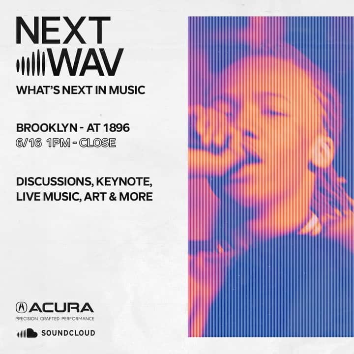 サウンドクラウドのインスタグラム：「SoundCloud Next Wav: Brooklyn is an all-day celebration of what’s next in music, culture, and community! Join us in Brooklyn, NY June 16 for panels, artist-centric workshops, and creative exhibitions by day- and a live music showcase featuring the hottest rising artists by night. RSVP at the link in bio.」