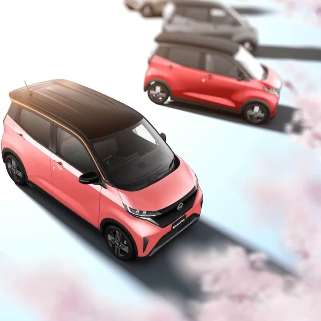 日産自動車のインスタグラム：「【 #日産サクラ 】カラーバリエーション 春の「ブロッサムピンク」、夏の「ソルベブルー」など日本の四季の彩りを表現したシーズンズカラー4色をはじめ、全15色をご用意。  ぜひお気に入りのカラーを見つけてみてください♪  #電気自動車 #EV #日産 #nissan #ニッサン #nissanjapan #5523」